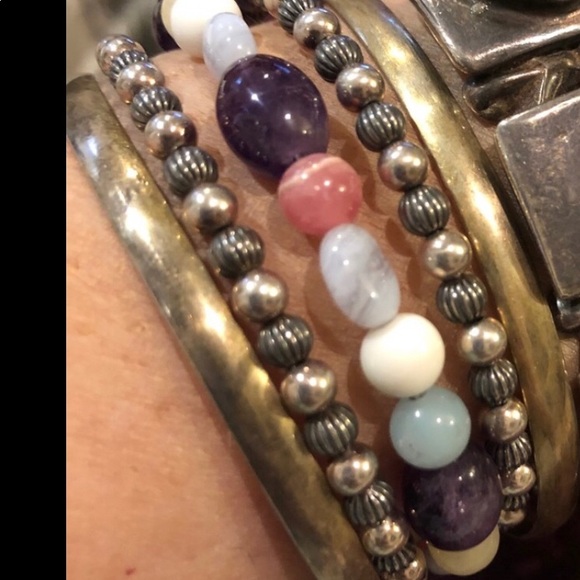 Multi precious stone sterling bracelet
